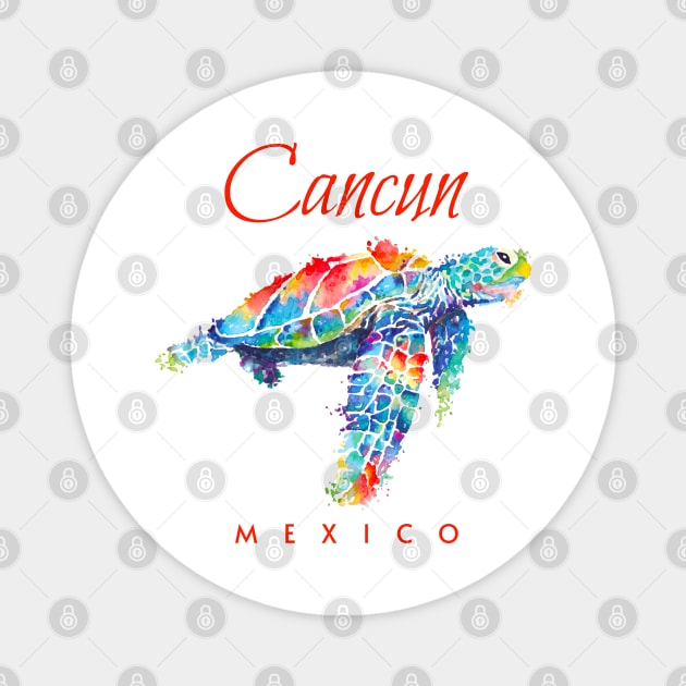 Cancun Mexico Watercolor Sea Turtle Magnet by grendelfly73